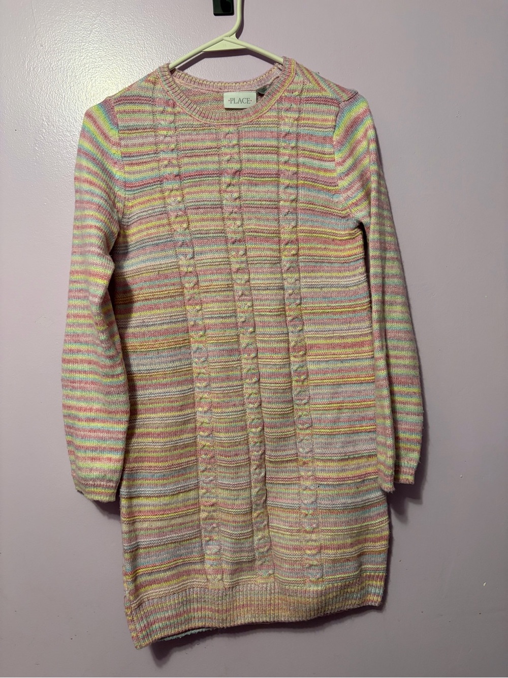 The Children's Place Pastel Stripe Cable-Knit Sweater Dress - Pink Multi